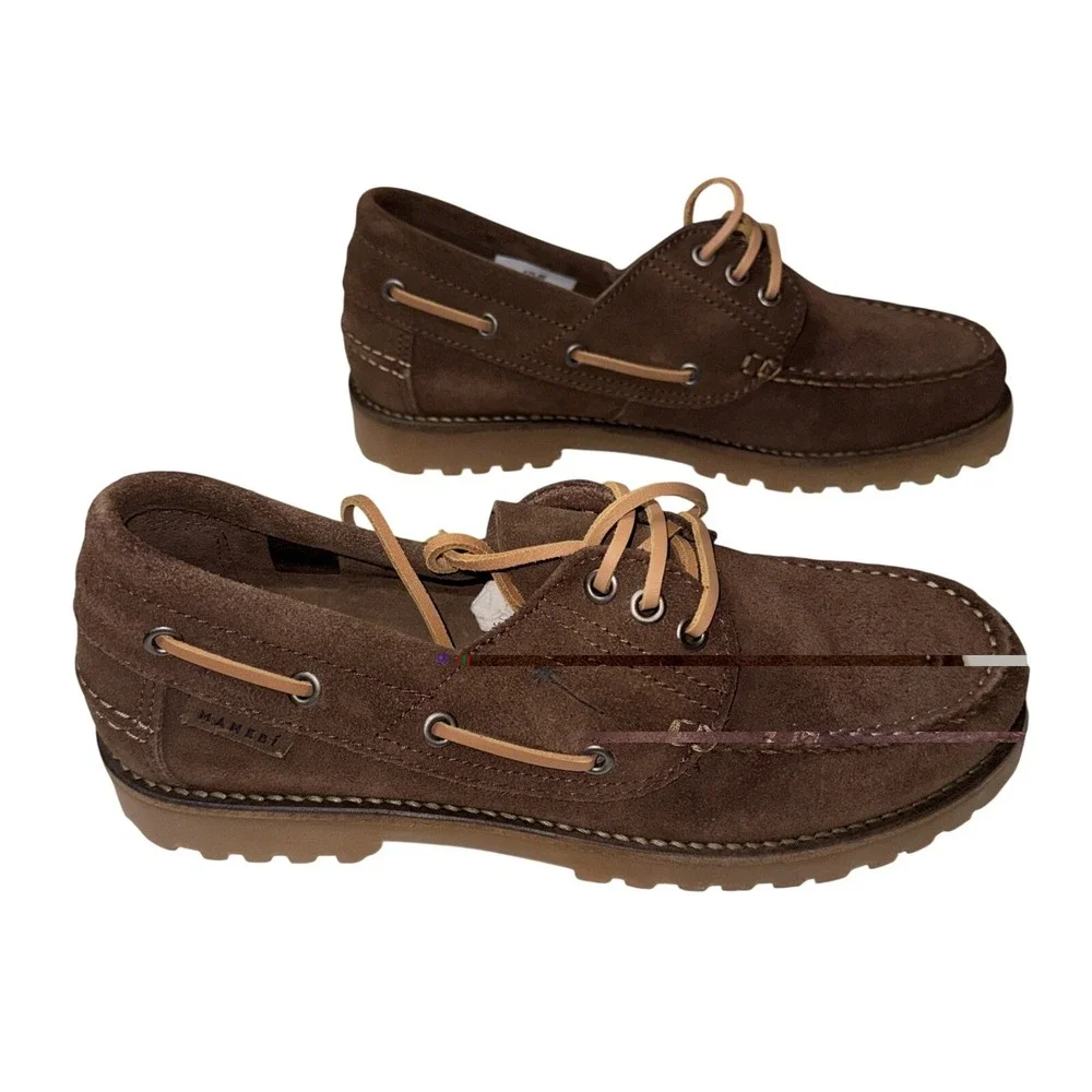 Manebi Tank Boat Shoes Cocoa Suede Lug Size 43 US 9.5 10 Quiet Luxury NIB
